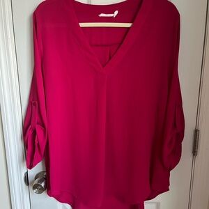 Fuchsia Tab Sleeve Blouse